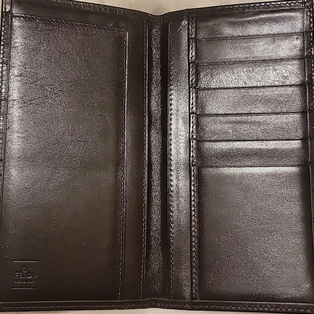 Fendi ZUCCA Monogram Canvas Leather Trim Wallet/Checkbook Cover - Picture 3 of 10